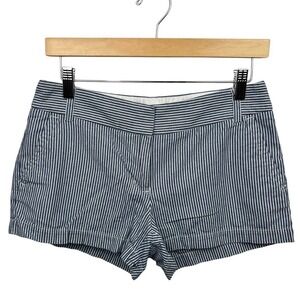 NEW J.Crew 4 Railroad Blue White Stripe Chambray Striped City Fit Shorts